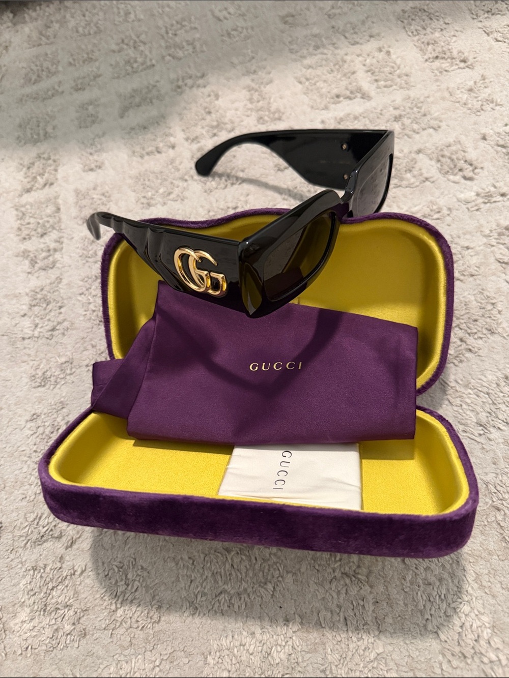 Gucci Black Sunglasses with Gold Double-G Accent